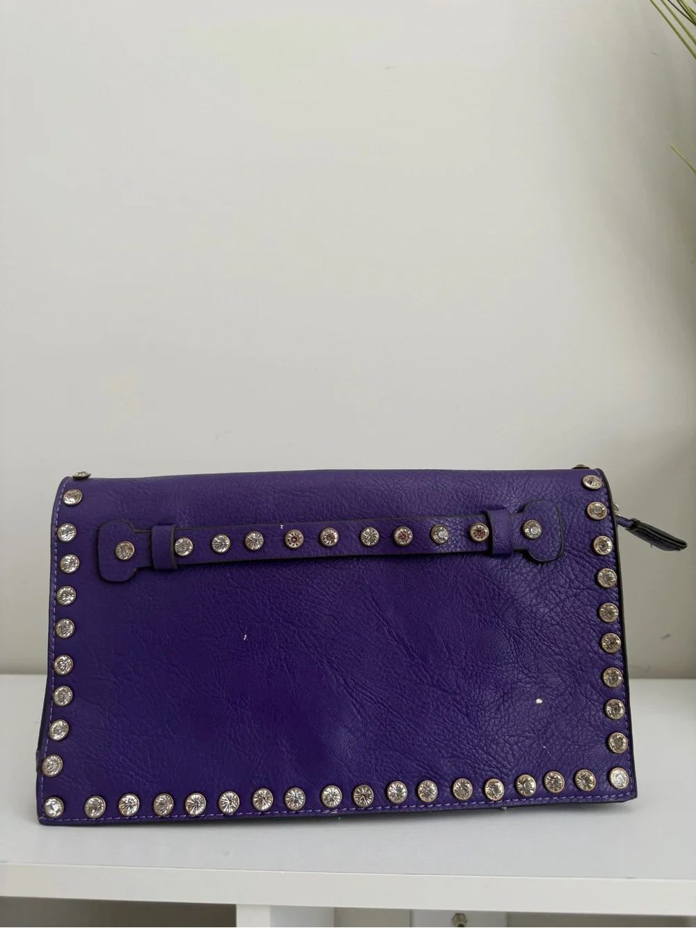 Charming Charlie Purple Studded Wristlet Clutch with Silver Accents